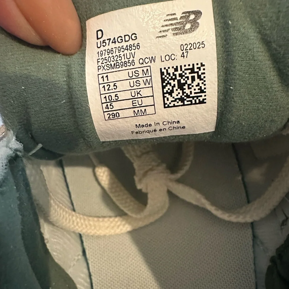 New Balance 574 Cream and Green Retro Runner Sneakers